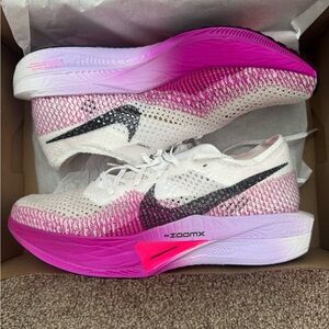 Nike Women’s White and Pink Gradient ZoomX Vaporfly Next% 3 Running Shoes